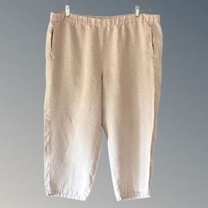 J.Jill Cropped Linen Pants Size XL Pull On Elastic Waist Pockets